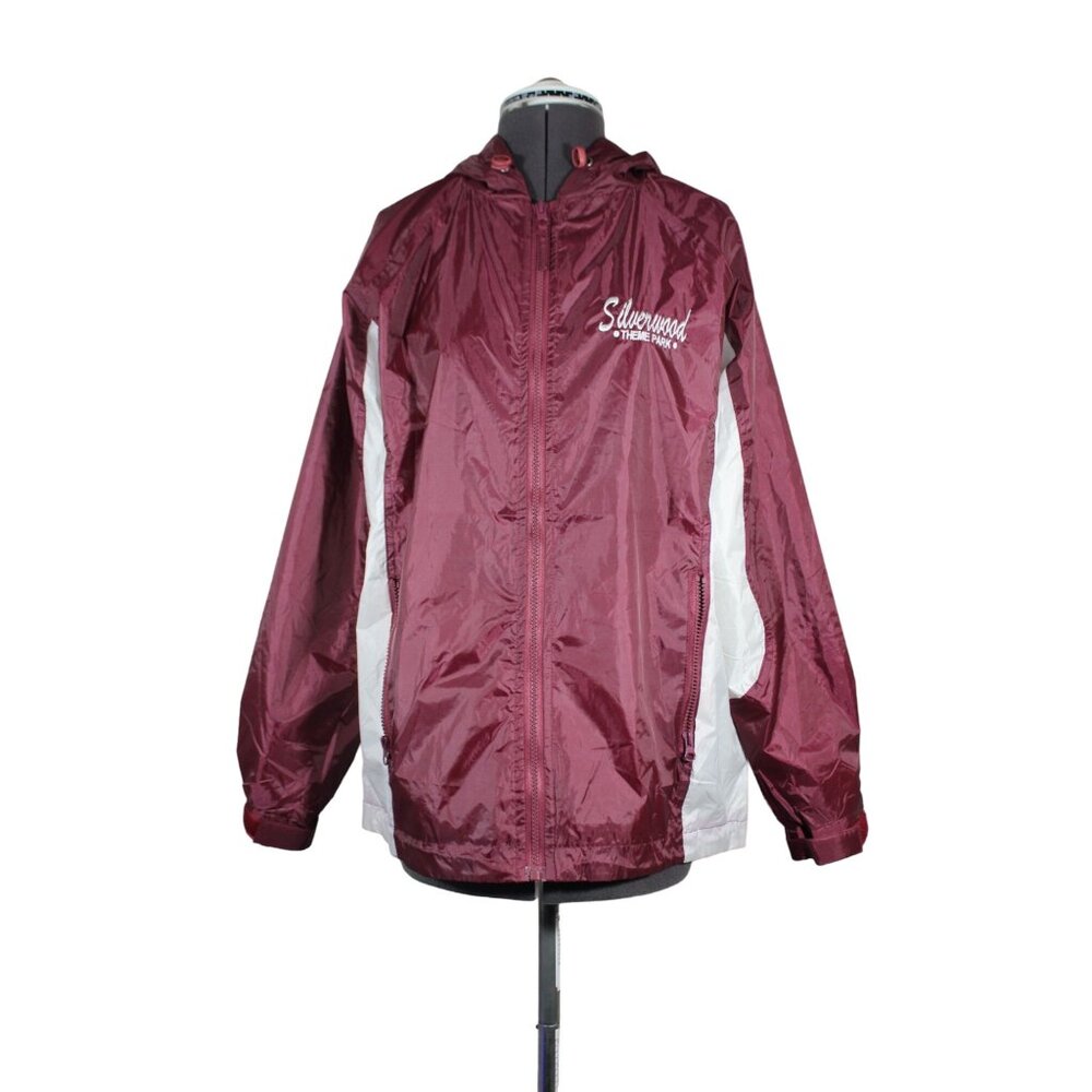 Renegade Club vintage‎ color block embroidered hooded windbreaker rain jacket S